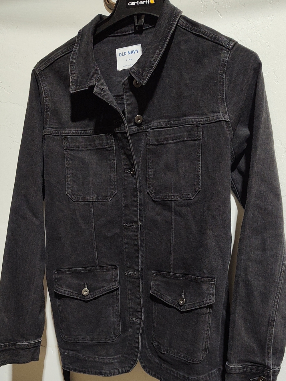 Old Navy Black Washed Denim Jacket- New With Tags L Tall